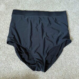 Cacique Swim Bikini Bottoms Black High Waist Lined Plus Size 18 Thick Waistband